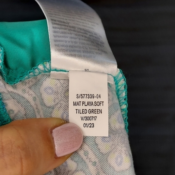 Old Navy maternity Foldover-Waist Playa Soft-Spun Wide-Leg Pants Tiled Green L - Picture 8 of 11